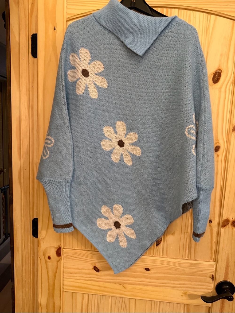 Blue Daisy flower power Knit Sweater